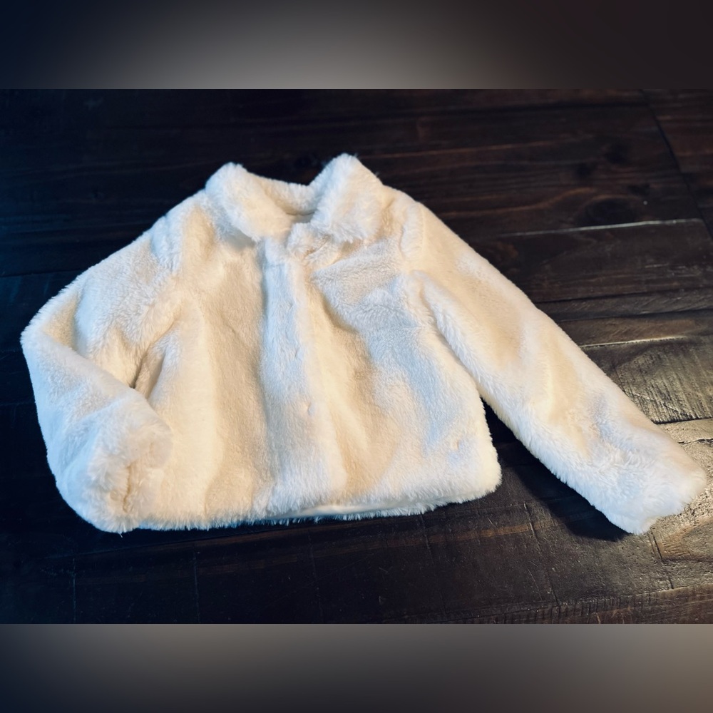 Epic Threads Plush White Faux Fur Jacket 2T